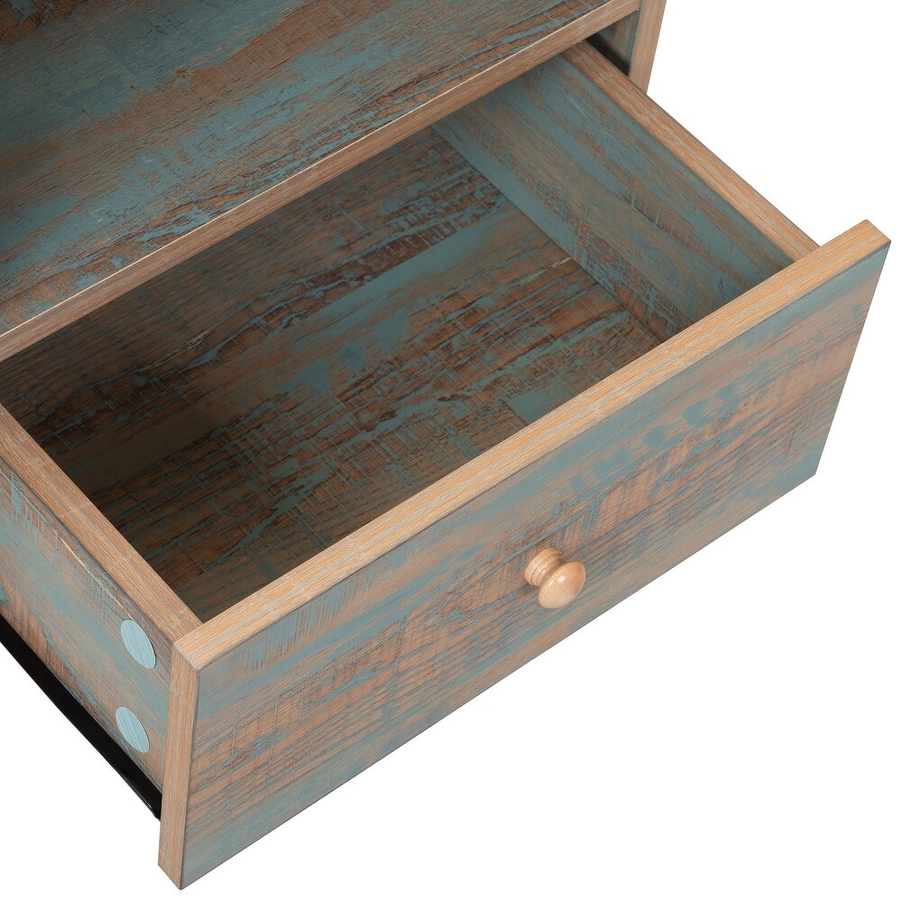 Rust green Low legged single drawer bedside table  pack of 2