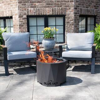 BLUE SKY OUTDOOR LIVING The Peak 22 in. x 16 in. Round Steel Smokeless Wood Patio Fire Pit PFP2216