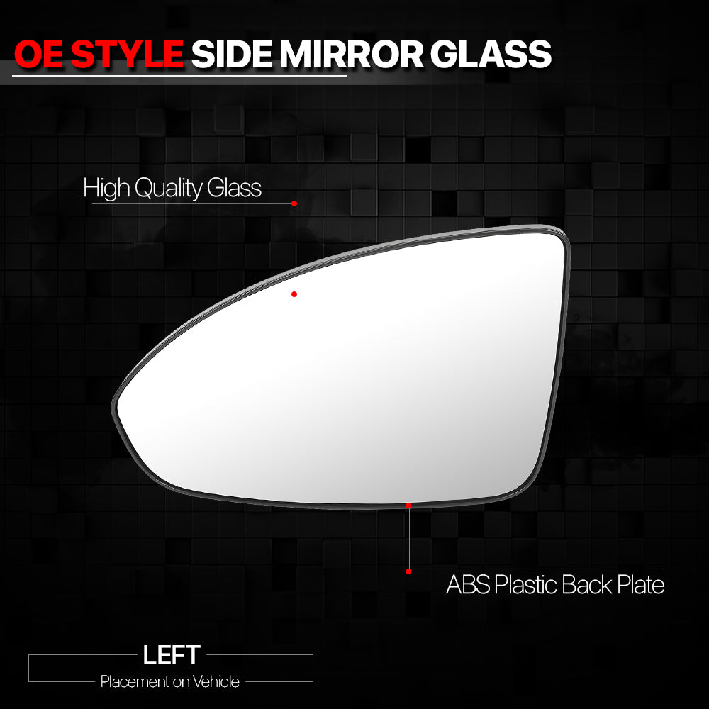 [Left] LH Driver Side Mirror Glass OE Style Replacement for 11-16 Chevy Cruze