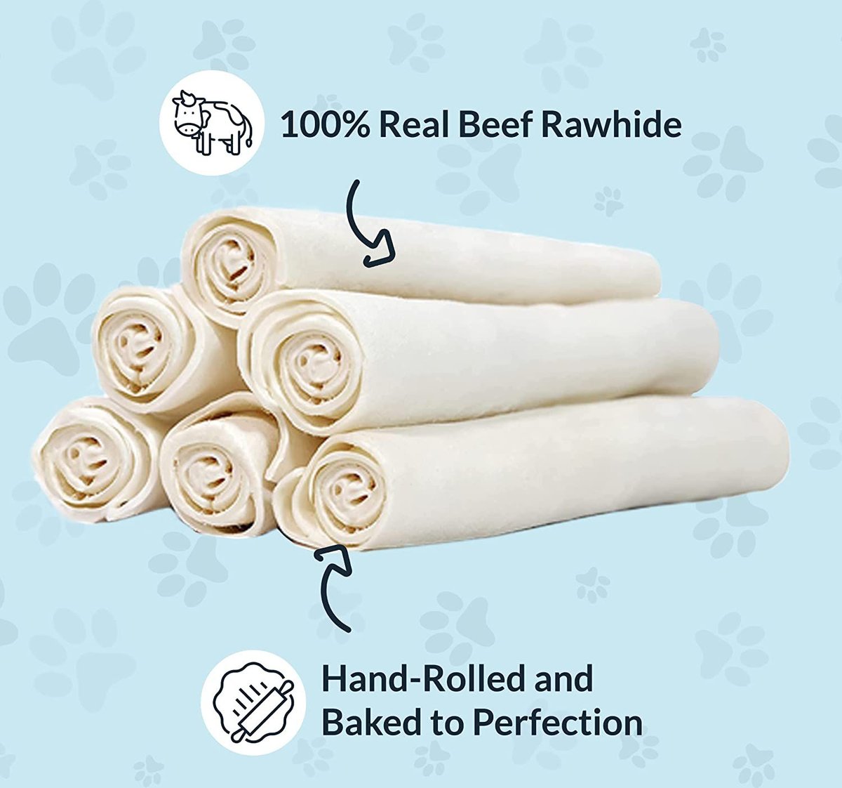 HOTSPOT PETS 8-inch All Natural Rawhide Rolls Chews Dog Treats