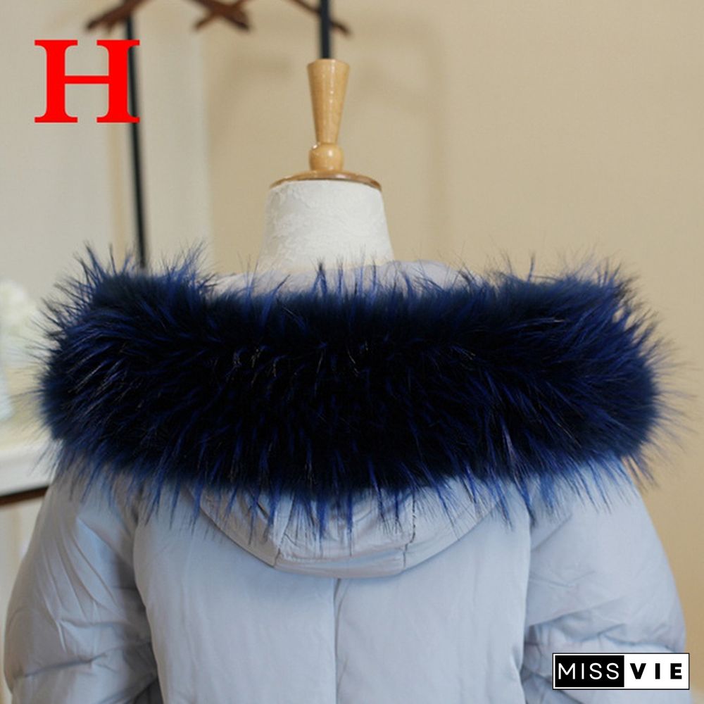 Fashion Winter Faux Fur Collar Down Coat Overcoat Women Scarf Jacket Hood Fur Decor Warm Thicken