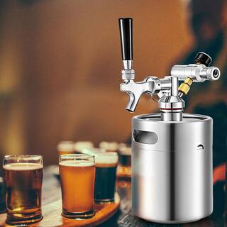 VEVOR Beer Mini Keg 68 Oz. Growler Pressurized Growler 304 Stainless Steel Portable Pressurized Beer Dispenser with Tap Faucet PJFPQ2L0000000001V0