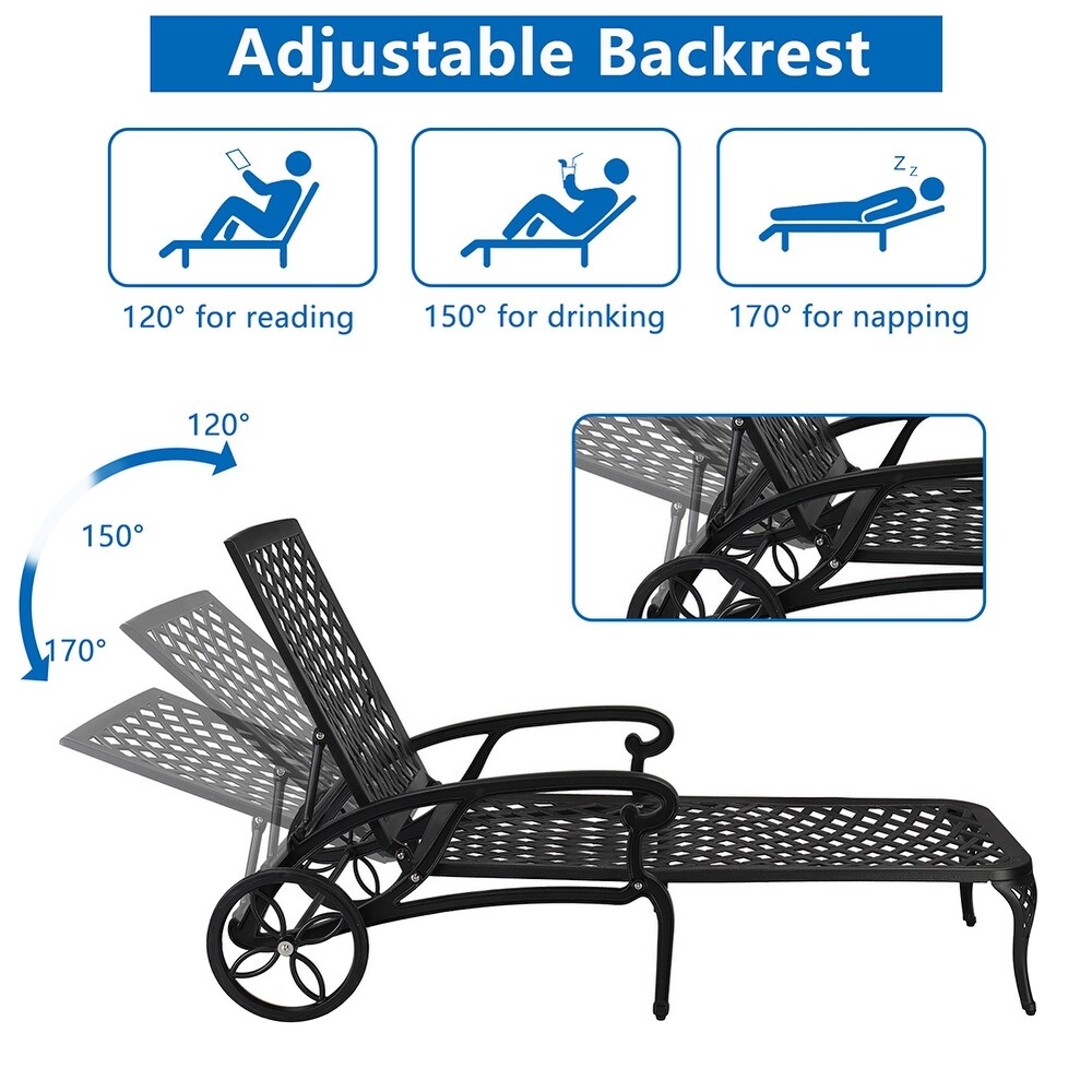 Courtyard Cast Aluminum Lying Bed with Adjustable Backrest