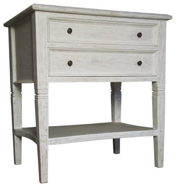 Lorand 2 Drawer Side Table  White Wash   Farmhouse   Side Tables And End Tables   by Rustic Home Furniture Deco  Houzz