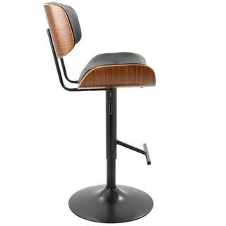 Lumisource Lombardi 34 in. Walnut and Black Adjustable Height Bar Stool BS-JY-LMB WL+BK