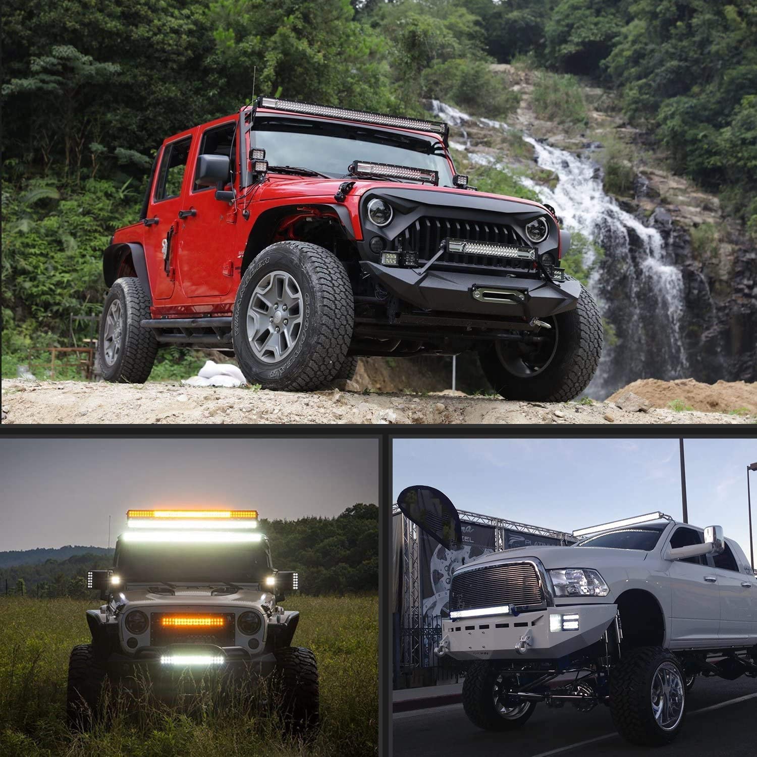 Nilight LED Light Bar 42Inch 648W Triple Row Flood Spot Combo Driving Lights for Trucks， Jeep， UTV， ATV， Boats