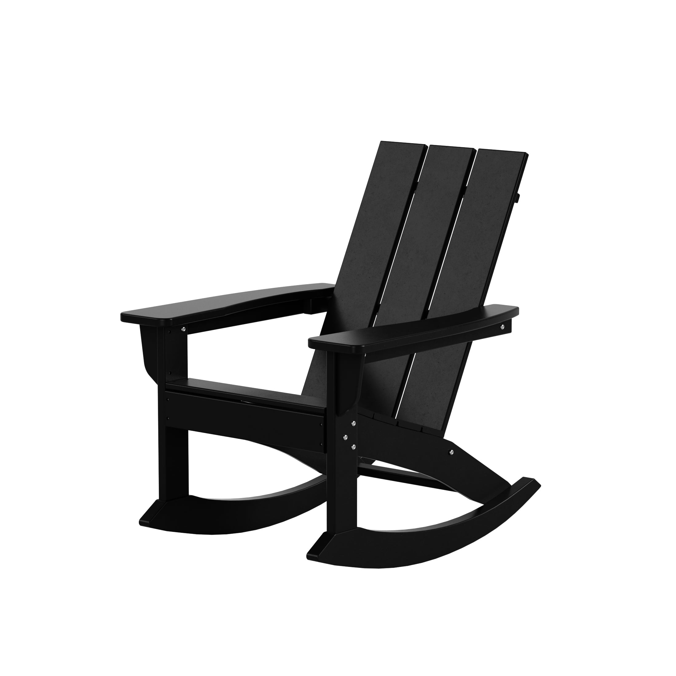 WestinTrends Ashore Patio Rocking Chair, All Weather Poly Lumber Plank Adirondack Rocker Chair, Modern Farmhouse Black Rocking Chairs for Porch Garden Backyard and Indoor