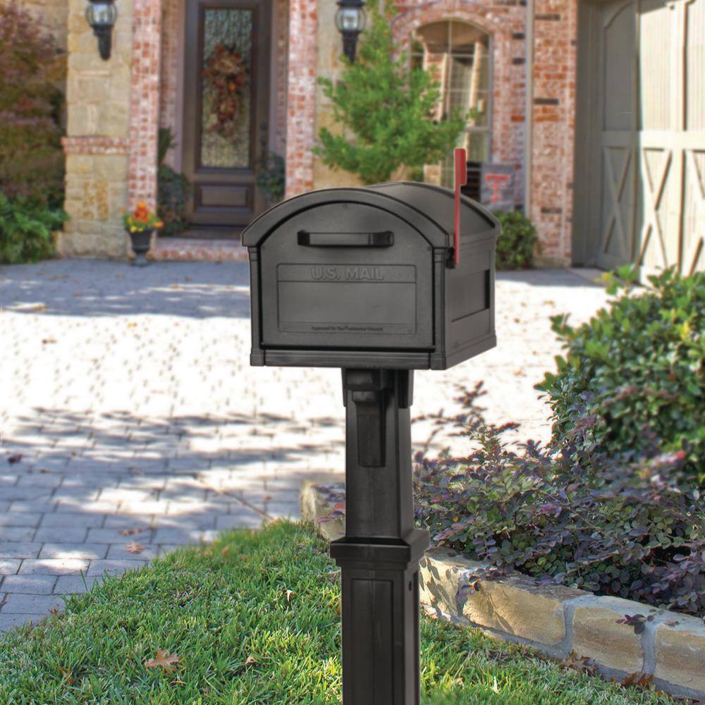 Architectural Mailboxes Grand Haven Black Extra Large Plastic Mailbox and Post Combo GHC40BAM