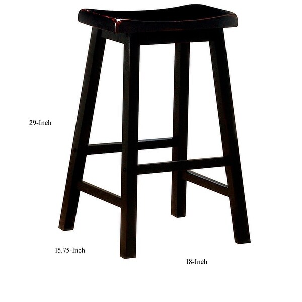 Wooden Casual Bar Height Stool， Dark Brown