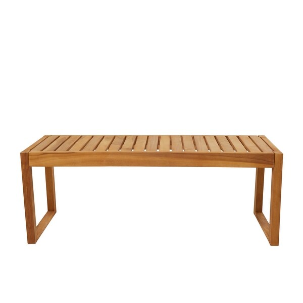 Brown Teak Contemporary Outdoor Accent Table