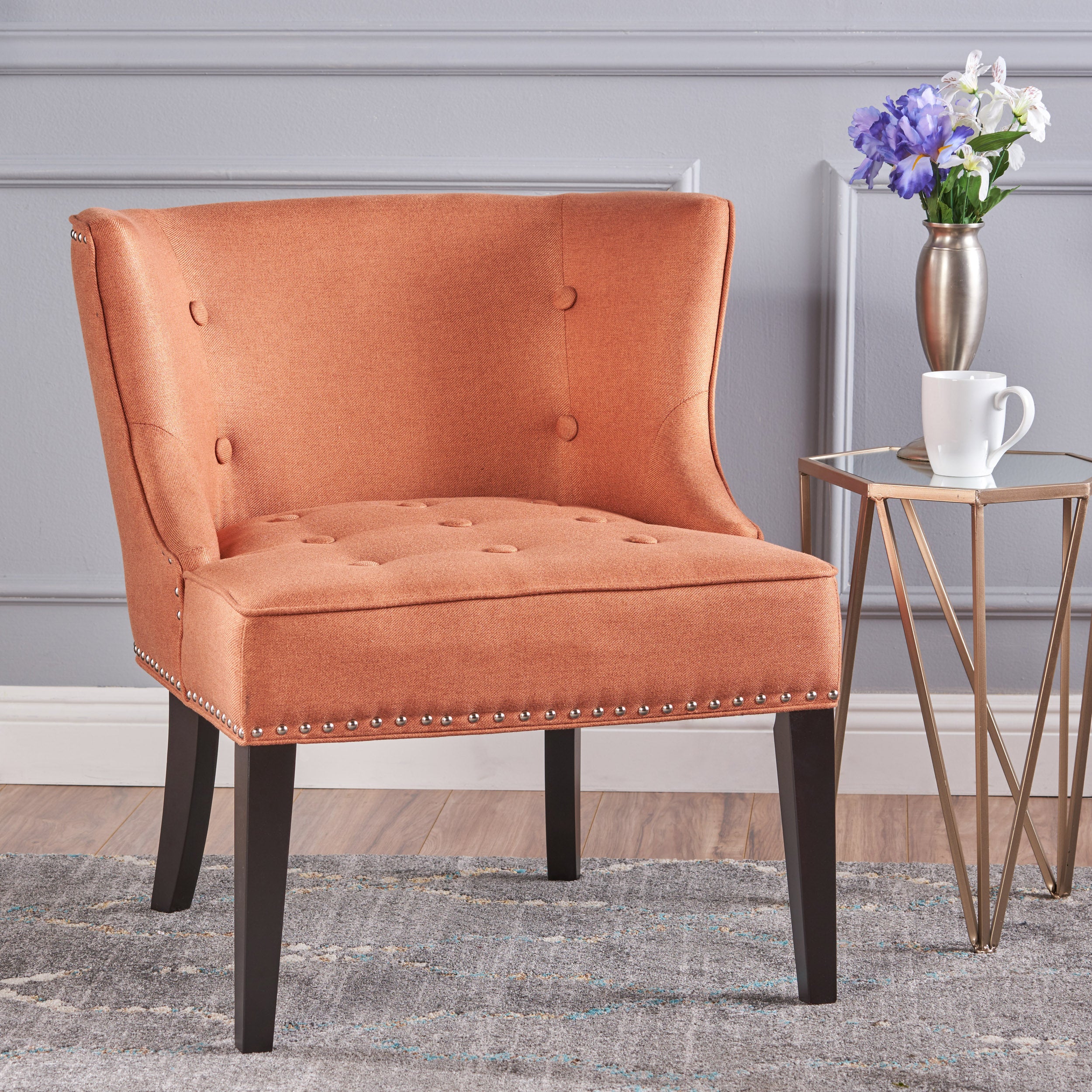 Adelina Contemporary Upholstered Accent Chair with Nailhead Trim