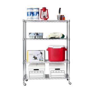 Seville Classics Silver 4-Tier Heavy Duty Steel Wire Garage Storage Shelving Unit (36 in. W x 56.5 in. H x 14 in. D) SHE15385B