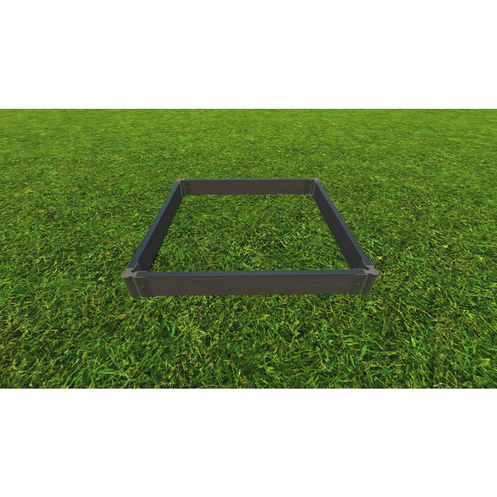 Frame It All 4 ft. x 4 ft. x 5.5 in. Weathered Wood Composite Raised Garden Bed - 2 in. Profile 300001081