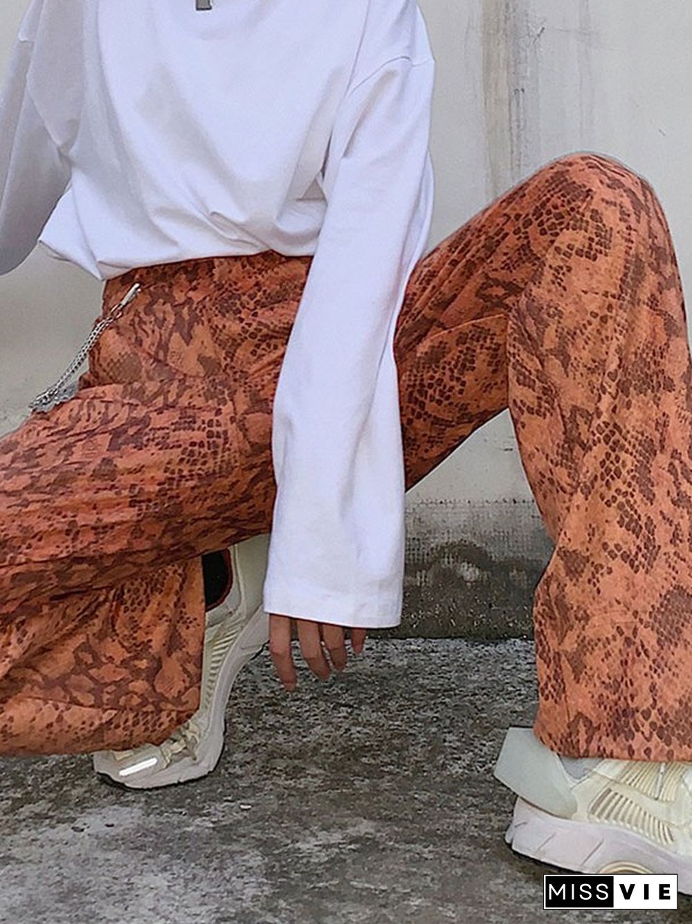 Snake Pattern Straight Leg Pants