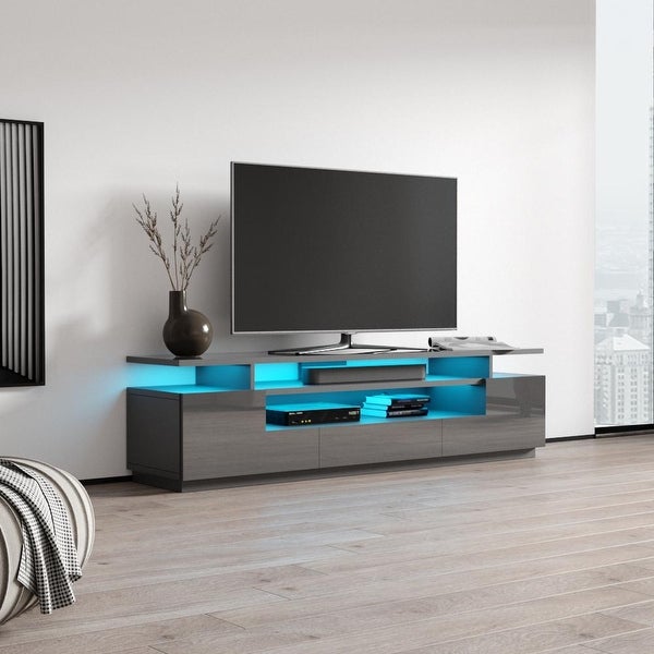 Strick and Bolton Sparkes 77-inch High Gloss TV Stand with LED Lights