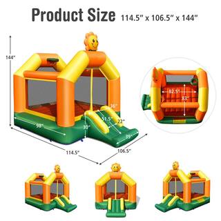 Gymax Inflatable Bounce House Jumping House Kids Playhouse with Slide and 550-Watt Blower GYM10570