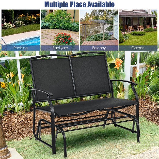 Costway Patio Glider Rocking Bench Double 2 Person Chair Loveseat Garden Grey black