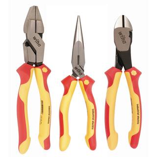 Wiha 3 Piece Insulated Industrial Grip Pliers and Cutters Set 32968