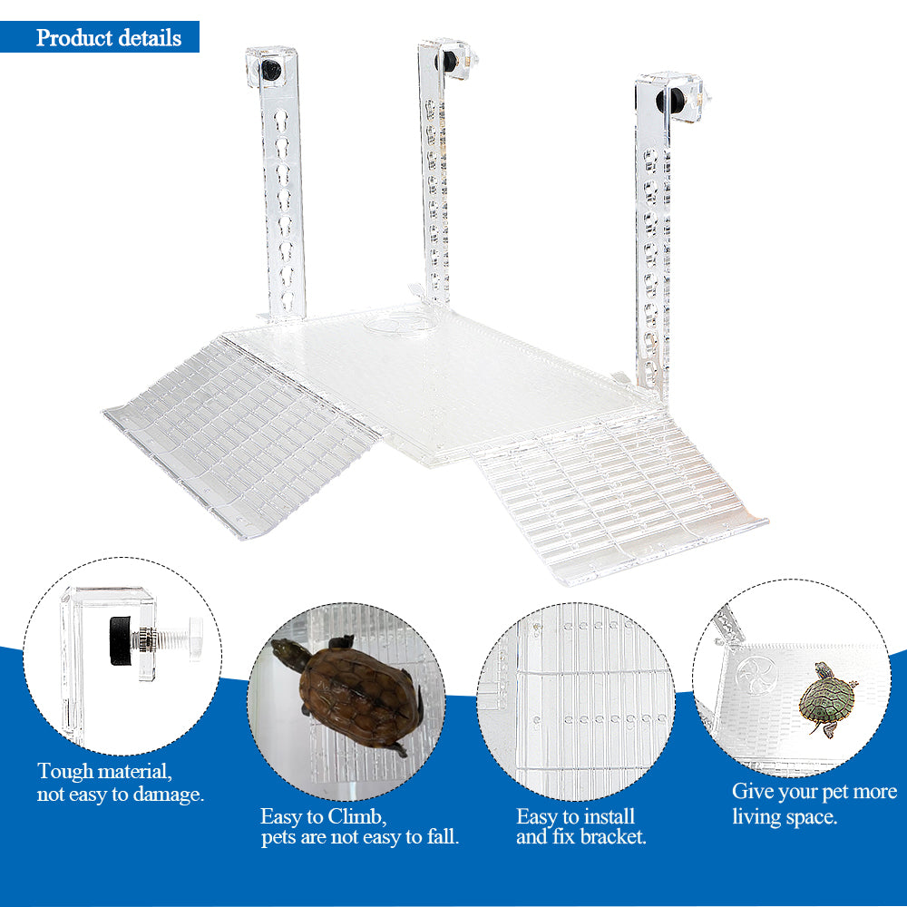 Saim Transparent Turtle Basking Platform Hanging Turtle Ramp， Resting Terrace for Turtles Tank Aquarium