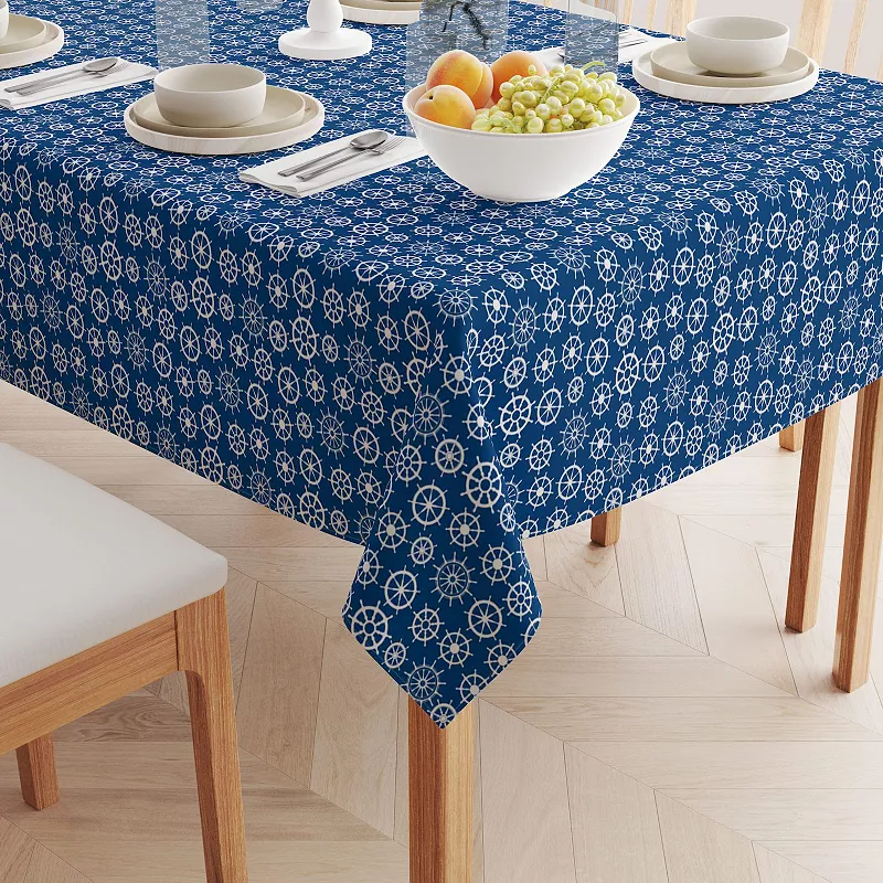 Square Tablecloth， 100% Polyester， 70x70， Boat Wheels