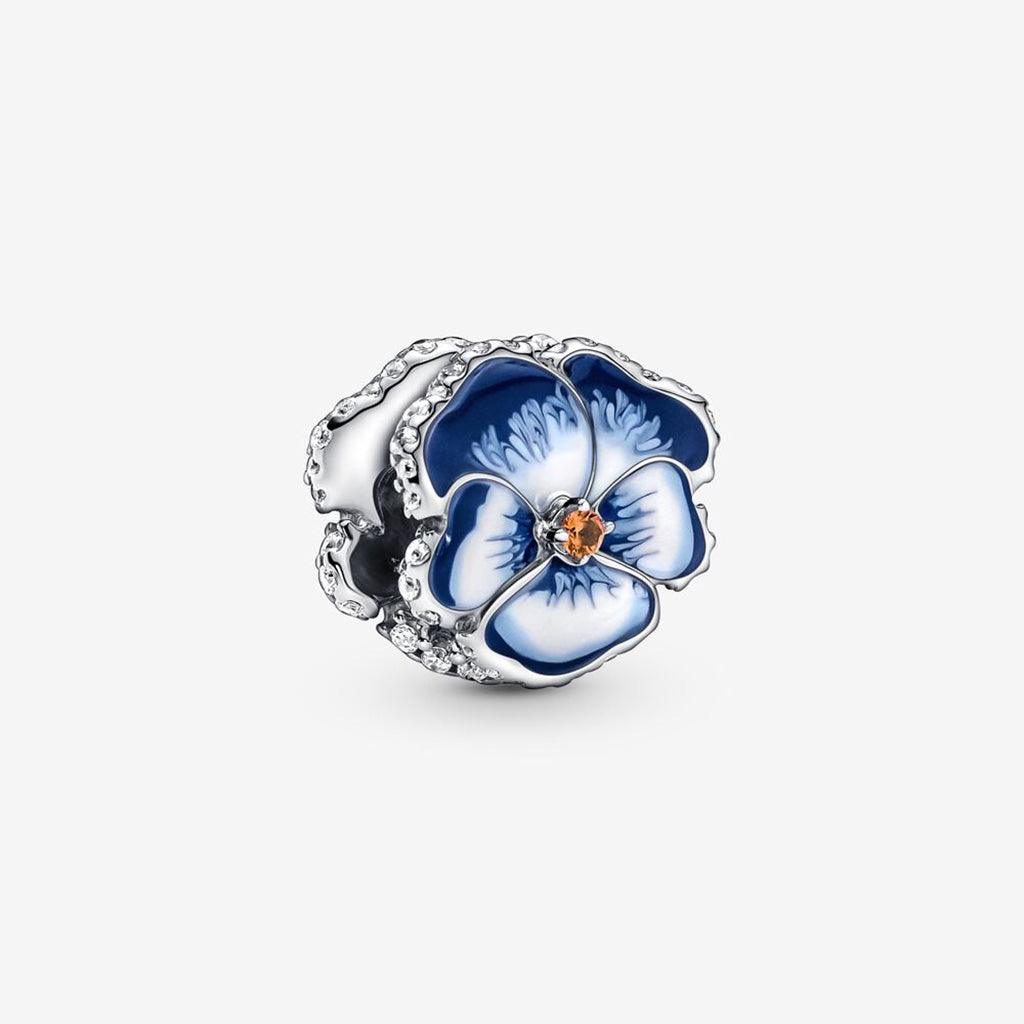 PANDORA  Blue Pansy Flower Charm