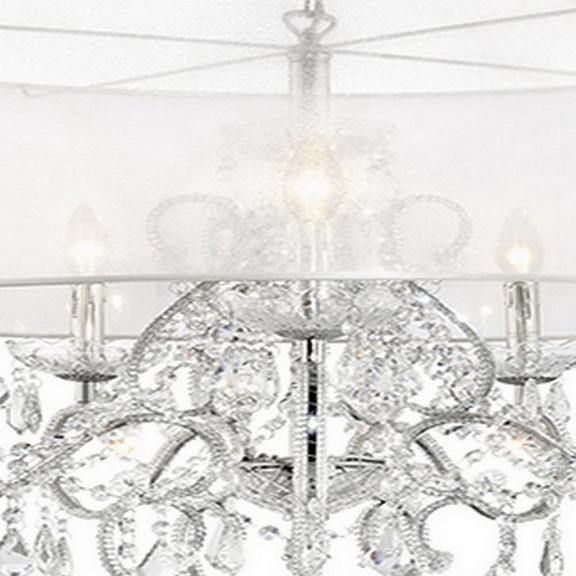 Benjara BM240301 Ceiling Lamp with Hanging Crystal...