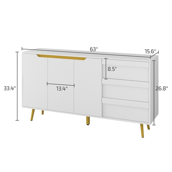 3 Drawer 63 W Combo Dresser Storage Cabinet Buffet Sideboard Chest - - 36073900