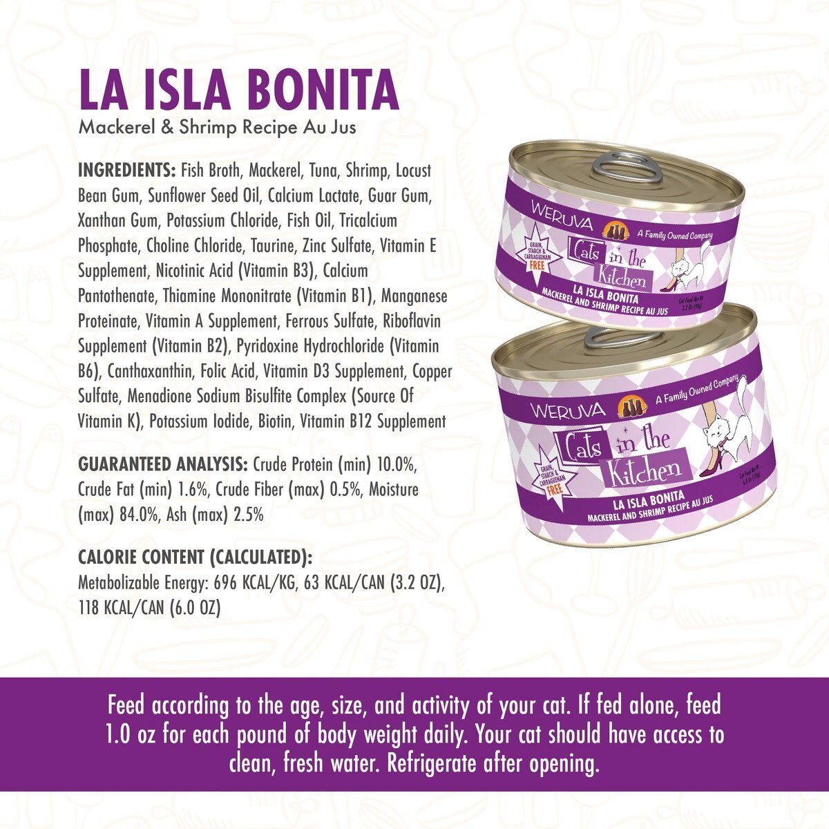 Weruva Cats in the Kitchen La Isla Bonita Mackerel and Shrimp Au Jus Grain-Free Canned Cat Food