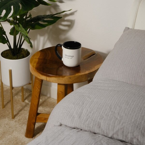 Greenage Teak Stool Side Table Handmade Natural Plant Stool