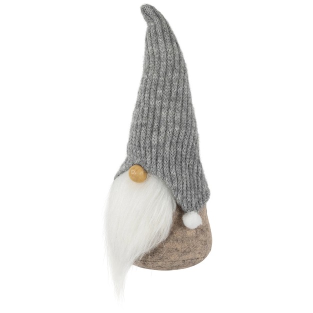 Beige And Gray Gnome With Knitted Hat Christmas Figure