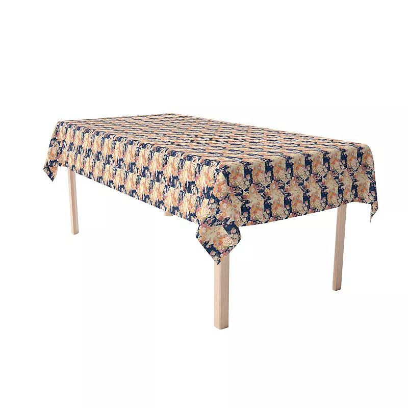 Rectangular Tablecloth， 100% Cotton， 60x84， Japanese Flower Pattern