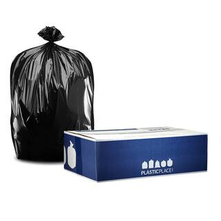 Plasticplace 55 Gal. to 60 Gal. Black Trash Bags (Case of 100) T55155BK