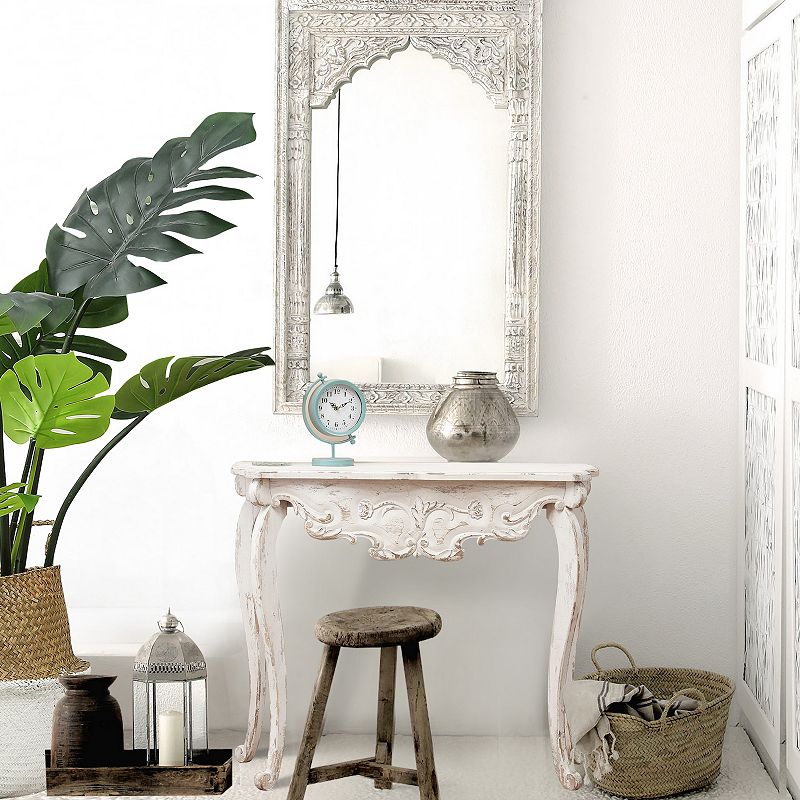 LuxenHome Vintage Off White Wood Console And Entry Table