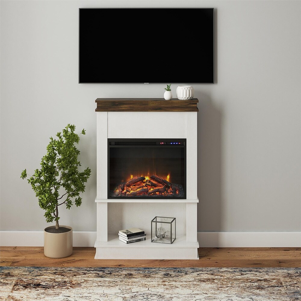 Ameriwood Home Melwood Electric Fireplace with Mantel   Open Shelf