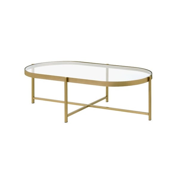 Oval Glass Coffee Table with Gold Finish