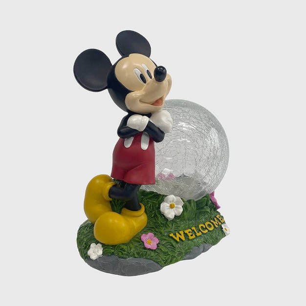 Fiberglass polyester Mickey Mouse Solar Garden Statue With Crackle Glass Ball