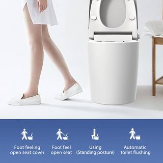 Aoibox 12 in. Rough-In 1-Piece 1.061.27 GPF Single Flush Elongated Smart Toilet in White Seat Included SNMX4246