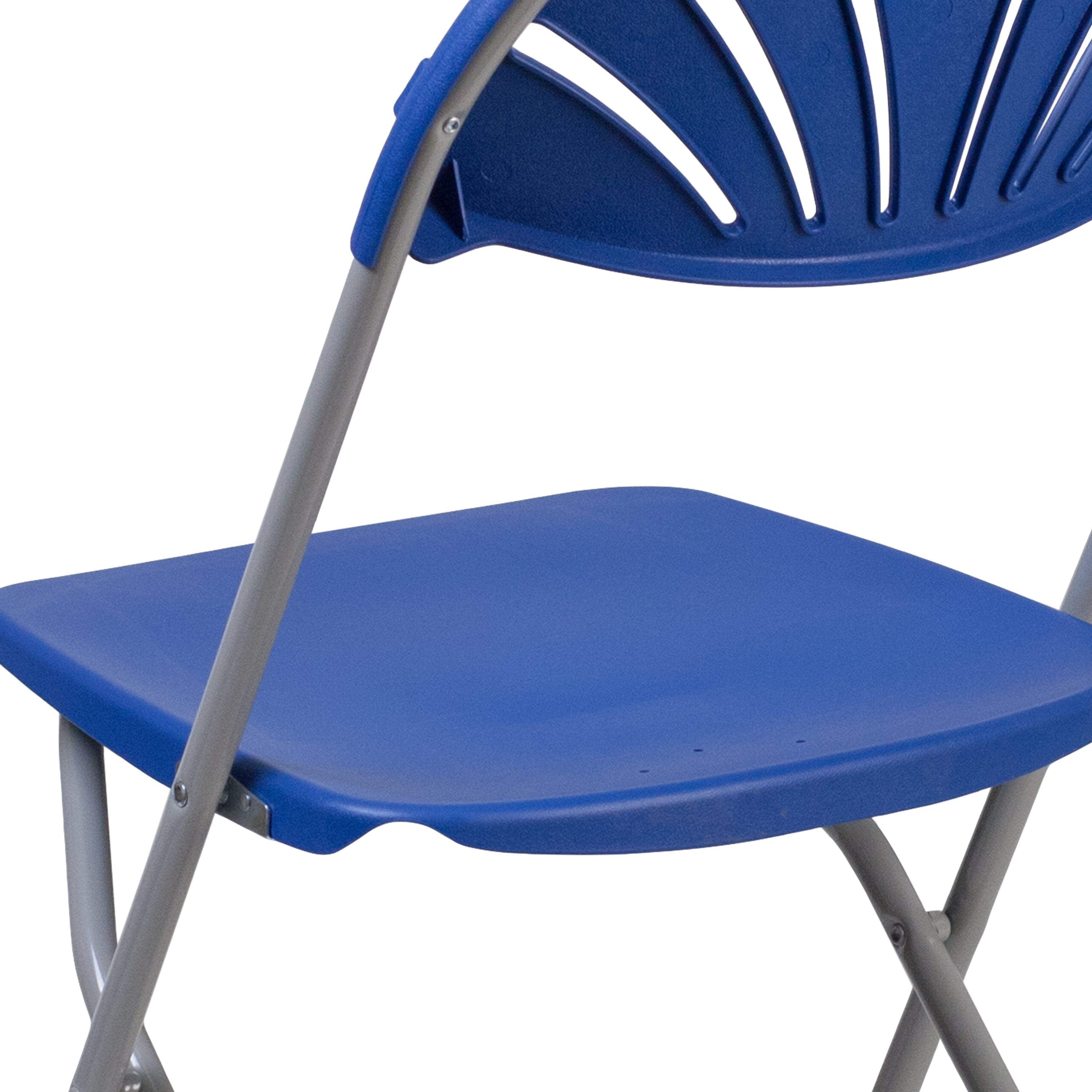 Flash Furniture 2 Pack HERCULES Series 650 lb. Capacity Blue Plastic Fan Back Folding Chair