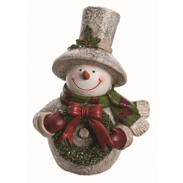 Transpac Resin Multicolored Christmas Large Birch Snowman Figurine