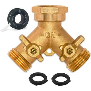 Morvat Brass Garden Hose Splitter Heavy-Duty 2-Way Hose Connector Fitting MOR-BCONNECTOR-2-A