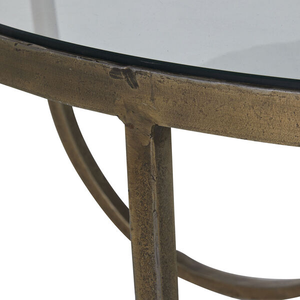 Wilbur Forged Champagne Round Coffee Table with Tempered Glass Top