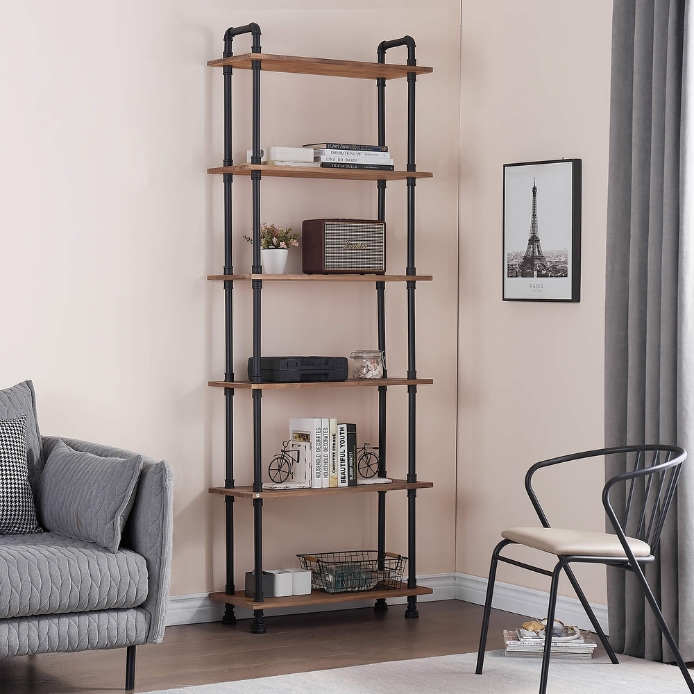 Ivinta Industrial Bookshelf 3/4/5/6 Shelf Bookcase  Rustic Shelves  Modern White Shelves