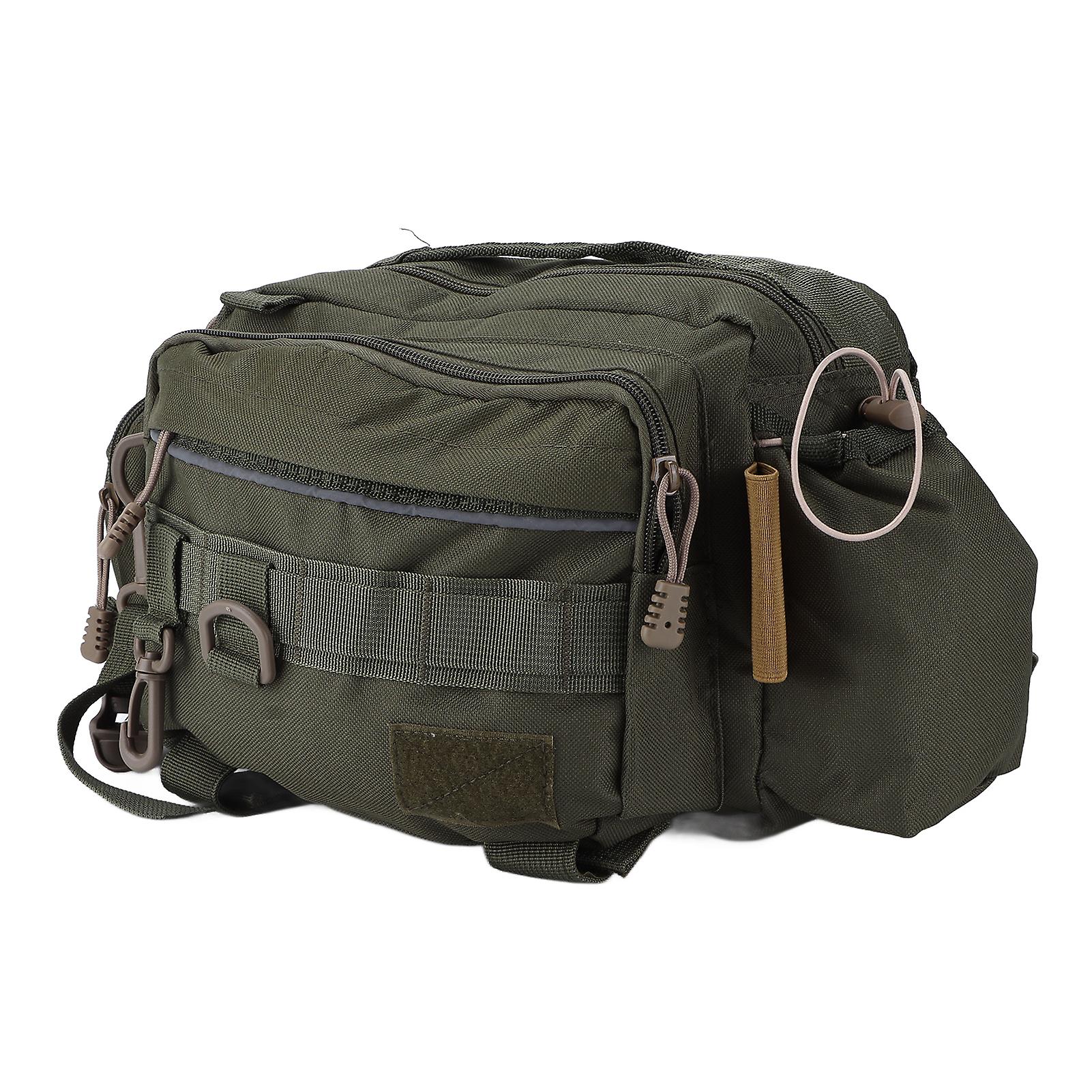 Fishing Tackle Bag Nylon 600d Fishing Gear Sling Pack With Waist Belt For Outdoor Cyclingmilitary Green