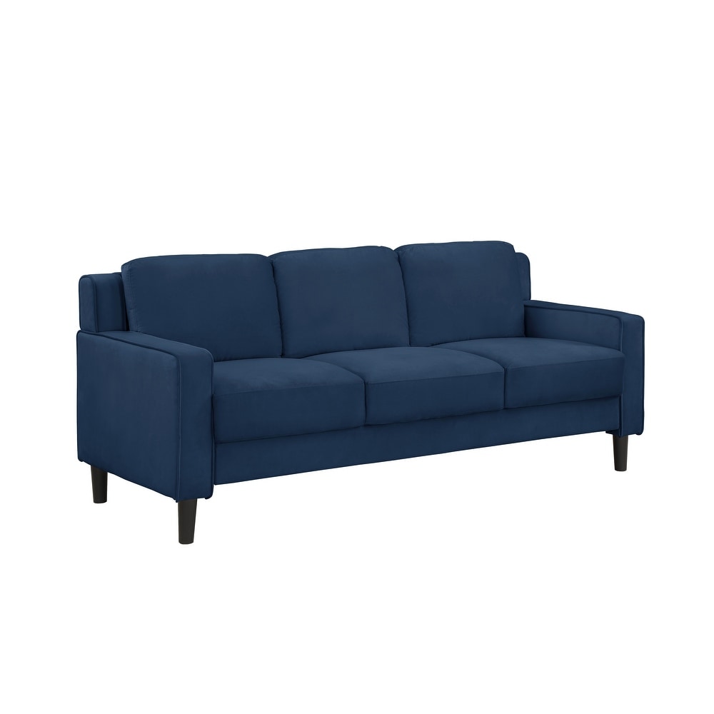 Modern Versatile 3 Seater Sofa Fabric Upholstered Couch Removable Cushions   Back Sofa with Black Legs for Living Room