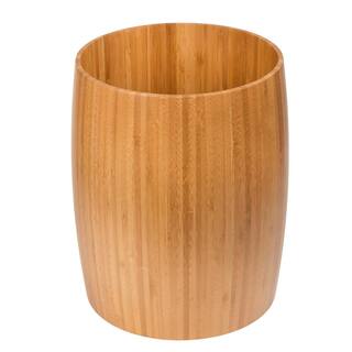 Creative Home Natural Bamboo Barrel Shaped Bathroom Waste Basket Garbage Container Recycle Bin in Natural 62015