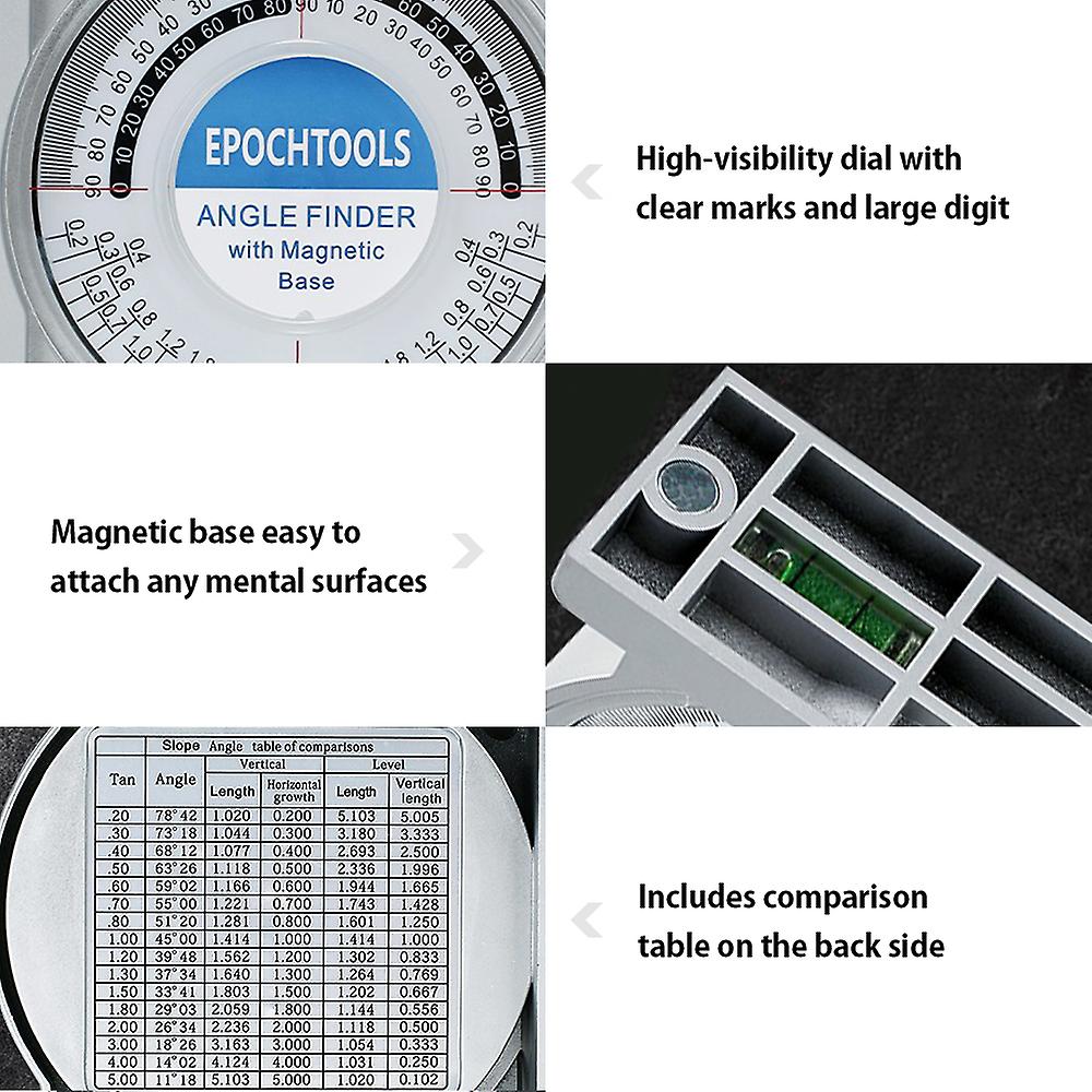 Magnetic Angle Finder Locator Mini Inclinometer Measurement Tool Protractor Tilt Level Meter Dual Level Bubble Back Comparison Table No.236589