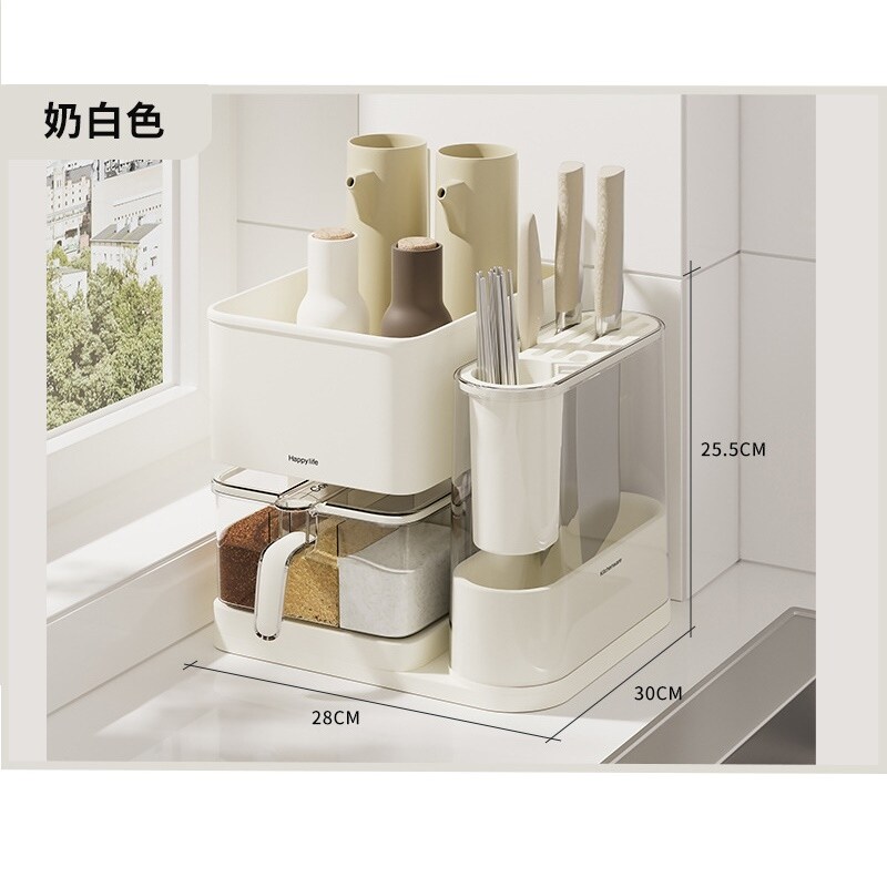 Kitchen multi purpose knife and seasoning storage combination   Set