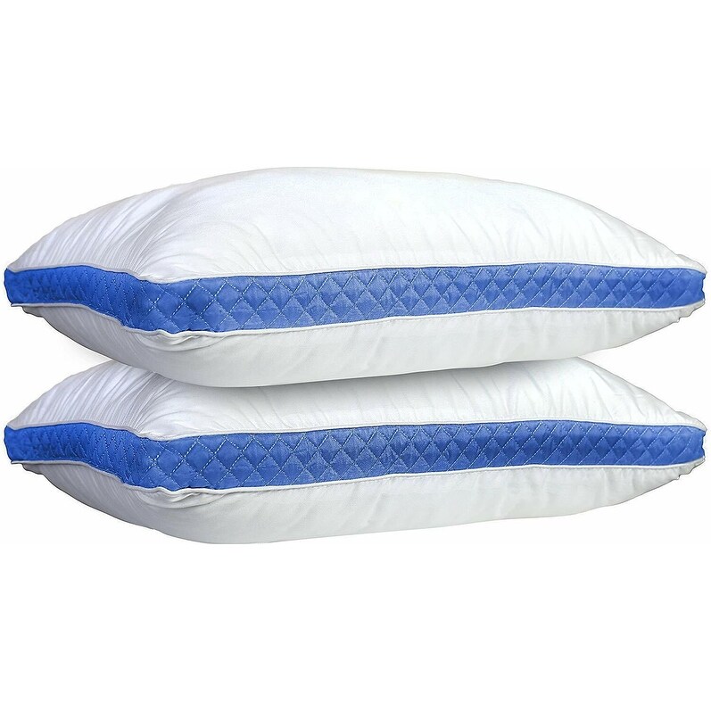 King Set of 2 Gusseted Bed Pillows for Neck Support Ideal