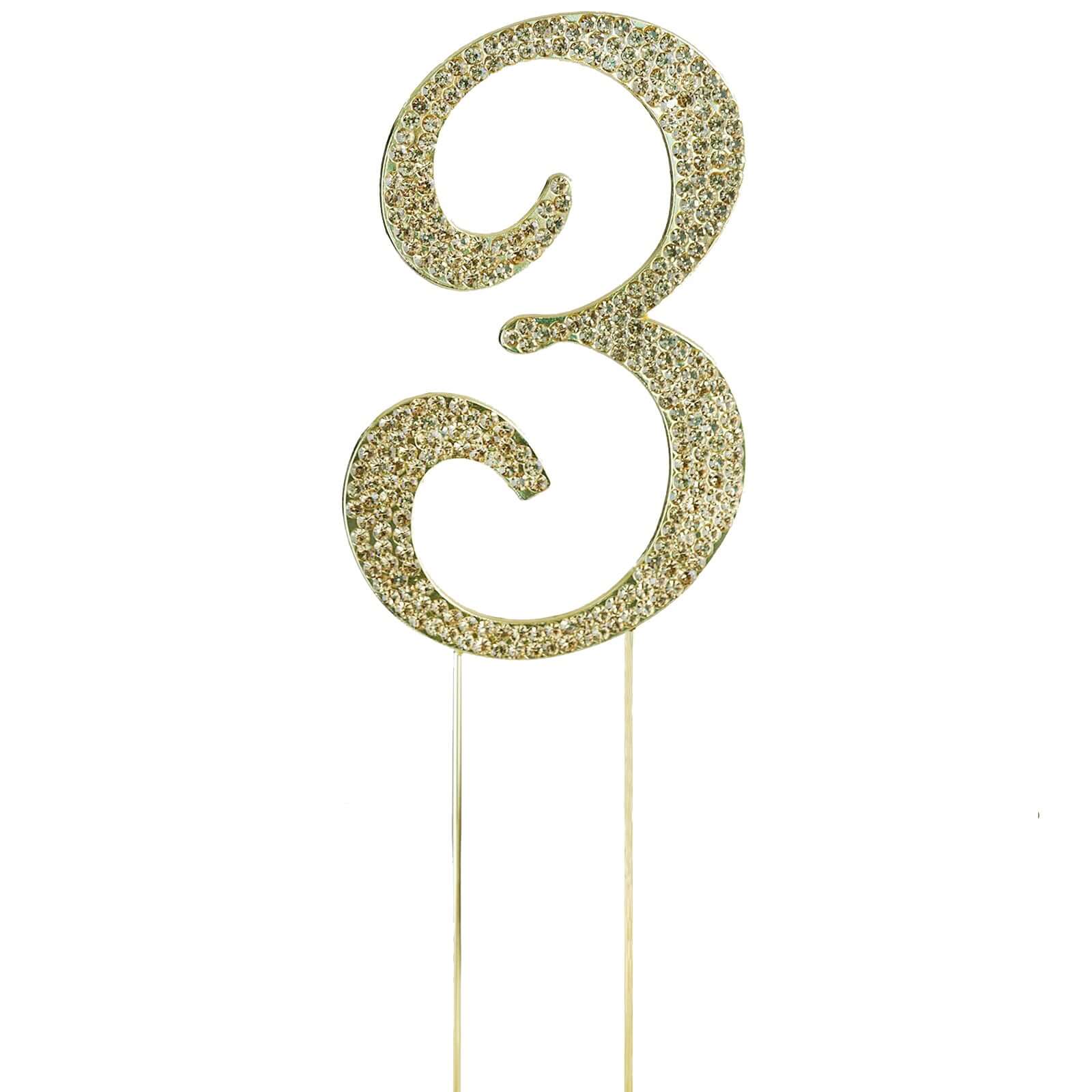 Gold Rhinestone Monogram Letter and Number Cake Toppers 4.5