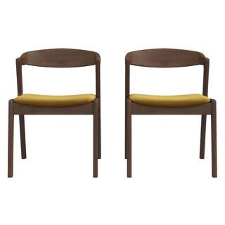 Roxy Mid-Century Modern Dark Yellow Velvet Dining Chair (Set of 2) HMD01869